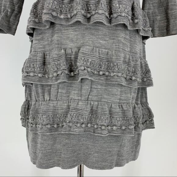 Anthropologie Leifsdottir Wool Blend Tiered Dress Gray Women's Size Large - Picture 4 of 11